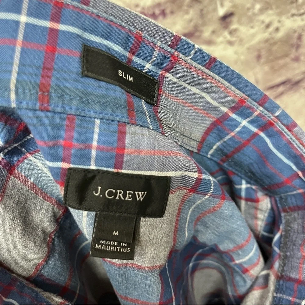 J.Crew Blue Check Slim Button Down Long Sleeve Shirt